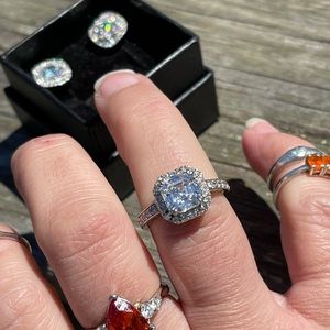 Gorgeous size 6 moissanite ring and earring set